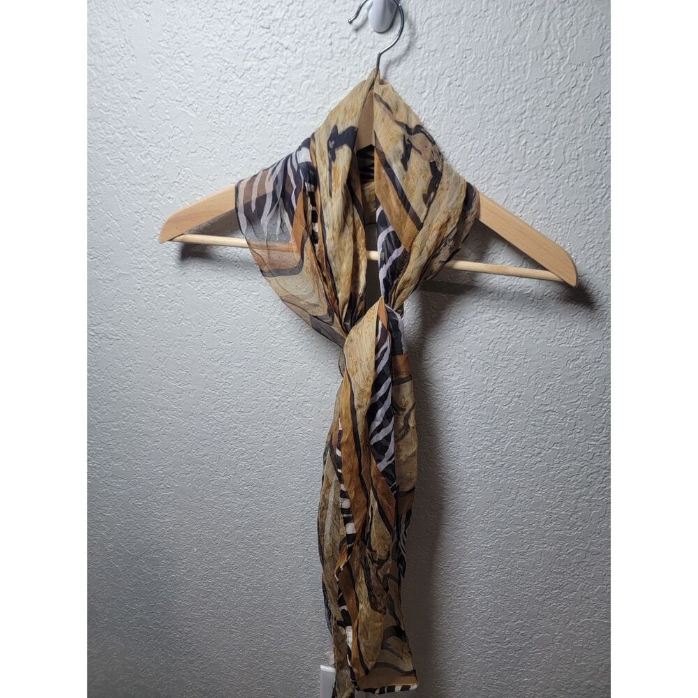 Unbranded Animal Print Scarf Womens Brown Zebra Stripe Lightweight Chiffon Shawl